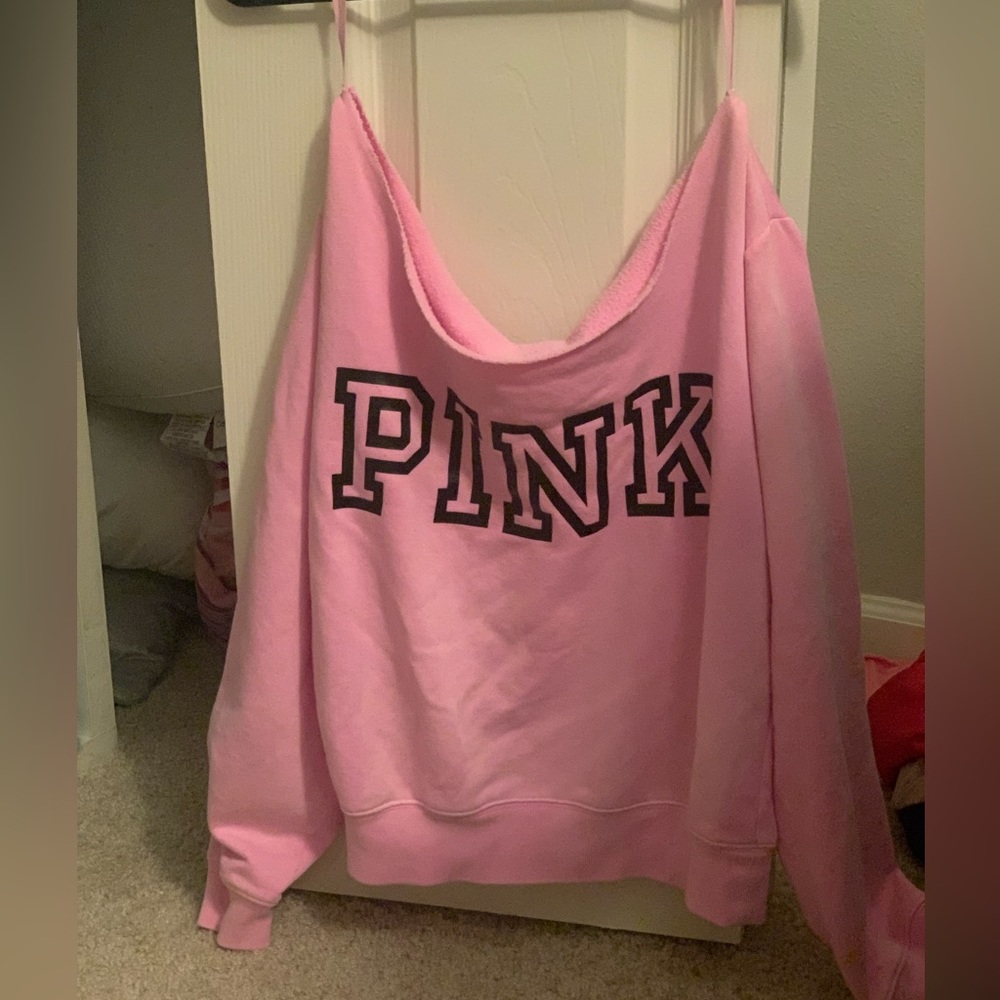 Pink off the shoulder long sleeve top